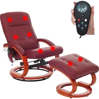 MCW Massagesessel Pescatori II rot 360° drehbar mit Hocker