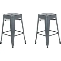 Beliani Hocker grau Metall 60 cm, Industriell