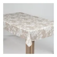 Laro Tischdecke laro Wachstuch-Tischdecke Wachstischdecke Blumenornament Beige Weiß weiß