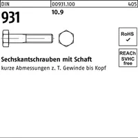 Hörger & Geßler DIN 931 Sechskant-Schaftschraube M12x80 Stahl 10.9