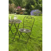 Dekoleidenschaft Metall Klappstuhl Provence, braun, Gartenstuhl im Antik Design,
