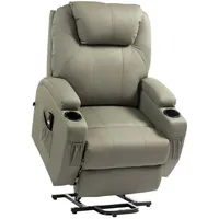 Homcom Fernsehsessel, Hellgrau Kunststoff, 92x109x85 cm, Wohnzimmer, Sessel, Polstersessel