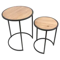 Frank Flechtwaren Beistelltisch Circle, 2er Set, Tischplatte aus Holz,
