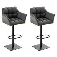 CLP 2er Set Barhocker Damaso Kunstleder grau/schwarz