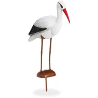 Relaxdays Gartenfigur Storch, Garten Dekofigur, Fischreiher Schutz, Klapperstorch Geburt,