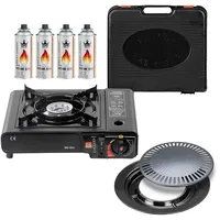 Mianova Camping-Gasgrill 1 flammig Campingkocher + 4 Gasflaschen +