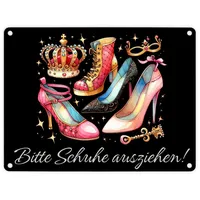 Speecheese Schuhe ausziehen Metallschild in 15x20 cm mit Spruch
