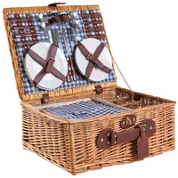 H&D Manufaktur Picknickkorb Handgefertigt für 4 Personen mit Kühlfach