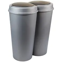 2friends 1er Set Mülleimer 50 Liter Abfalleimer mit schwarzem