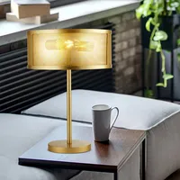 Searchlight Tischleuchte gold Modern Wohnzimmer Tischlampe Design Nachttischleuchte Gitter,