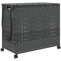 VidaXL Wäschekorb mit Rollen Grau 66x35x60 cm Rattan