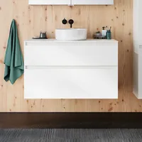 Burgbad Lin20 Waschtischunterschrank inklusive Konsolenplatte, 2 Auszüge, 1002x552x661mm, WXOD100F5351,