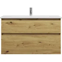 Burgbad Lin20 Keramik-Waschtisch Weiß Glänzend inklusive Waschtischunterschrank, 2 Auszüge,