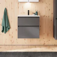 Burgbad Lin20 Keramik-Waschtisch inklusive Waschtischunterschrank, 2 Auszüge, 630x415x622mm, SGHD063F5381C0001,