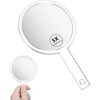 OSDUE Handspiegel, Doppelseitiger Schminkspiegel mit Griff, 1X/5X Vergrößerung Spiegel,