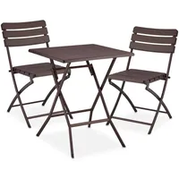 Relaxdays Balkonmöbel Set, 3-teilig, 1 Tisch - braun
