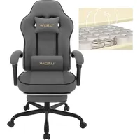 Woltu Gaming Stuhl mit Taschenfederkissen, ergonomischer Drehstuhl, Tech-Stoff, Grau