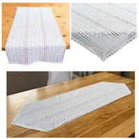 Heimtexland ® Tischdecke Häkelspitze Landhaus Tischdeko Vintage Häkelborte Weiß