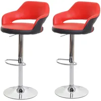 Mendler 2er-Set Barhocker HWC-F16, Barstuhl Tresenhocker Drehhocker, mit Lehne