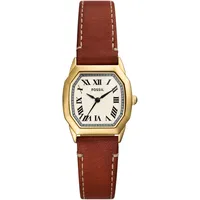 Fossil Armbanduhr, Damenuhr, Lederarmband, analog, braun