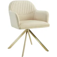 Tectake tectake® Samt-Drehstuhl Lona mit dicker Polsterung pro Stückcreme/gold