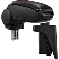 Pro.tec Mittelarmlehne Armauflage mit Staufach gepolstert schwarz mit roten