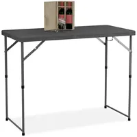 Relaxdays Gartentisch klappbar, HBT: 74x120x60 cm, Kunststoff, Stahl, höhenverstellbar,