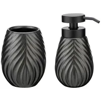 Wenko Bad-accessoire Set Idro Anthrazit, 2-tlg., Seifenspender und Zahnputzbecher