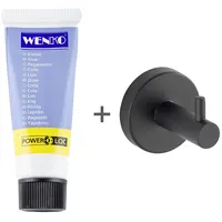 Wenko Wandhaken Bosio inkl. Kleber, Schwarz matt,