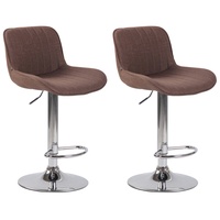 CLP 2er Set Barhocker Lentini Stoff braun/chrom