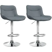 CLP 2er Set Barhocker Vonore Kunstleder grau/chrom