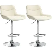 CLP 2er Set Barhocker Vonore Stoff creme/chrom