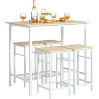SoBuy OGT11-WN Bartisch Set 5-teilig Esstisch Bistrotisch mit 4