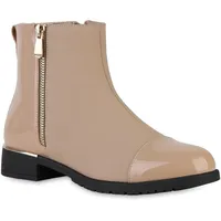 VAN HILL Klassische Stiefeletten in Beige Lack