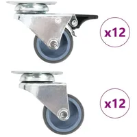 VidaXL 24 Stk. Lenkrollen mit Zwillingsrad 50 mm