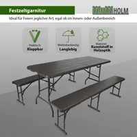 Trutzholm Bierzeltgarnitur graue Holzoptik Festzeltgarnitur klappbar Gartenmöbelset 2 Bierbänke