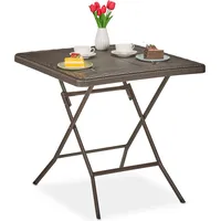 Relaxdays Gartentisch Holz-Optik, quadratisch, HBT: 74x78x78 cm, Balkontisch, Kunststoff,