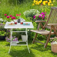 Relaxdays Gartentisch Holz-Optik, quadratisch, HBT: 74x78x78 cm, Balkontisch, Kunststoff,
