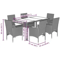 VidaXL 7-tlg. Garten-Essgruppe mit Kissen Beige Poly Rattan Akazie