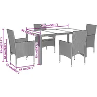 VidaXL 5-tlg. Garten-Essgruppe mit Kissen Beige Poly Rattan Akazie