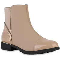 VAN HILL Klassische Stiefeletten in Beige Lack