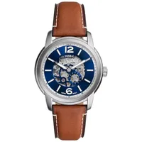 Fossil Herren Analog Automatik Uhr mit Leder Armband ME3263