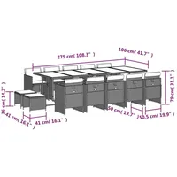 VidaXL Garten-Essgruppe 15-tlg. Schwarz