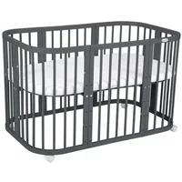 Waldin Babybett Kinderbett 7in1 mit Matratze, mitwachsendes Kinder-Bett,Ohne Stoffset,Holz