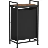 VASAGLE Wäschekorb mit Ablage, tintenschwarz-vintagebraun