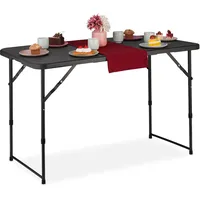 Relaxdays Campingtisch, klappbar, HBT: 53,5x120x60 cm, Kunststoff, Stahl, wetterfest,