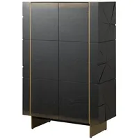 MASSIVMOEBEL24.DE Highboard Eiche 94x45x142 dunkelbraun lackiert BEAMS #70)