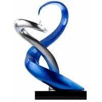 KUNSTLOFT Skulptur, Blau, Silber, Stein, 8.55x63x28 cm, Dekoration, Skulpturen