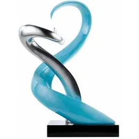 KUNSTLOFT Skulptur, Blau, Silber, Stein, 8.75x63x28 cm, Dekoration, Skulpturen