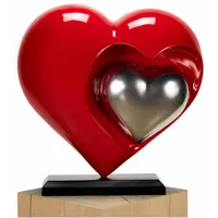 KUNSTLOFT Skulptur, Rot, Silber, Stein, 5.8x44x20 cm, Dekoration, Skulpturen